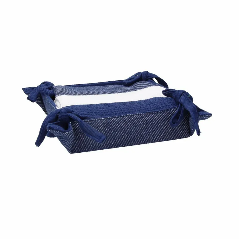 Set cesto quadr.+3 strofin. Denim Cotone Blu Economico