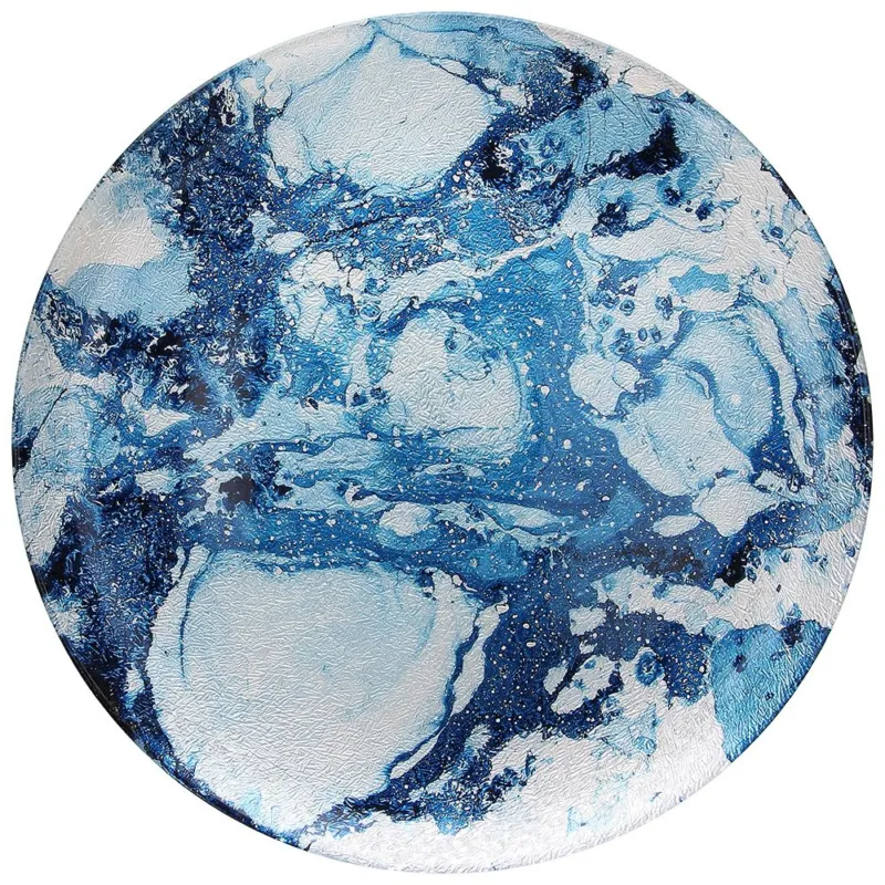 Centrotavola cm 32 Oyster Vetro Blu Soddisfatti O Rimborsati
