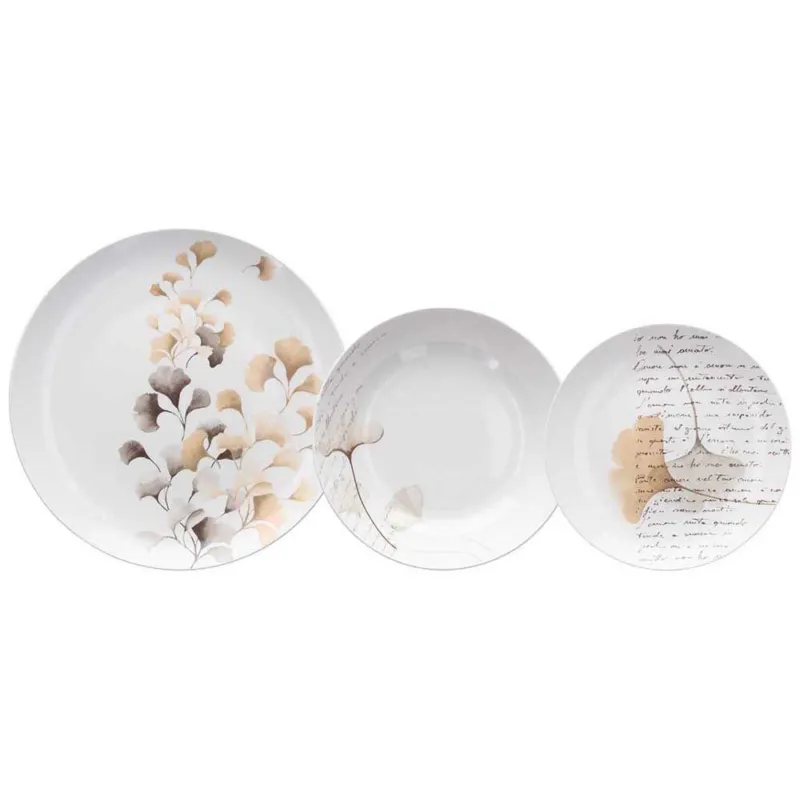Servizio piatti 18 pezzi Poesia Porcellana Beige Offerta Speciale