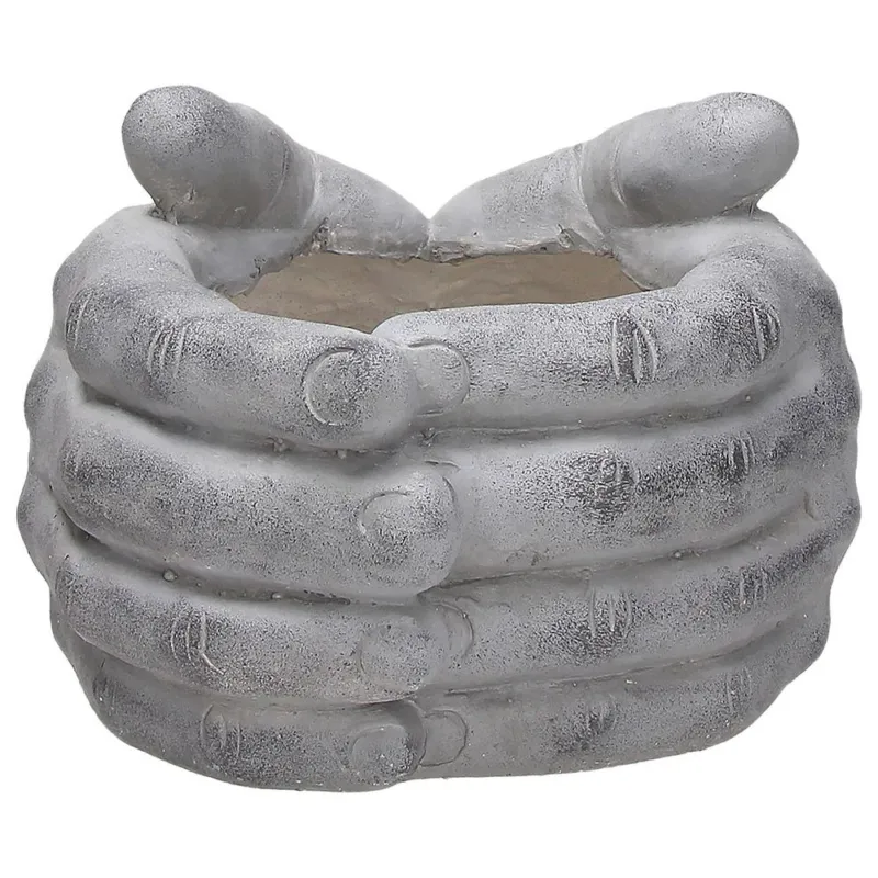 Cache pot mani cm 18 h Sculture Ossido di Magnesio Grigio Offerta