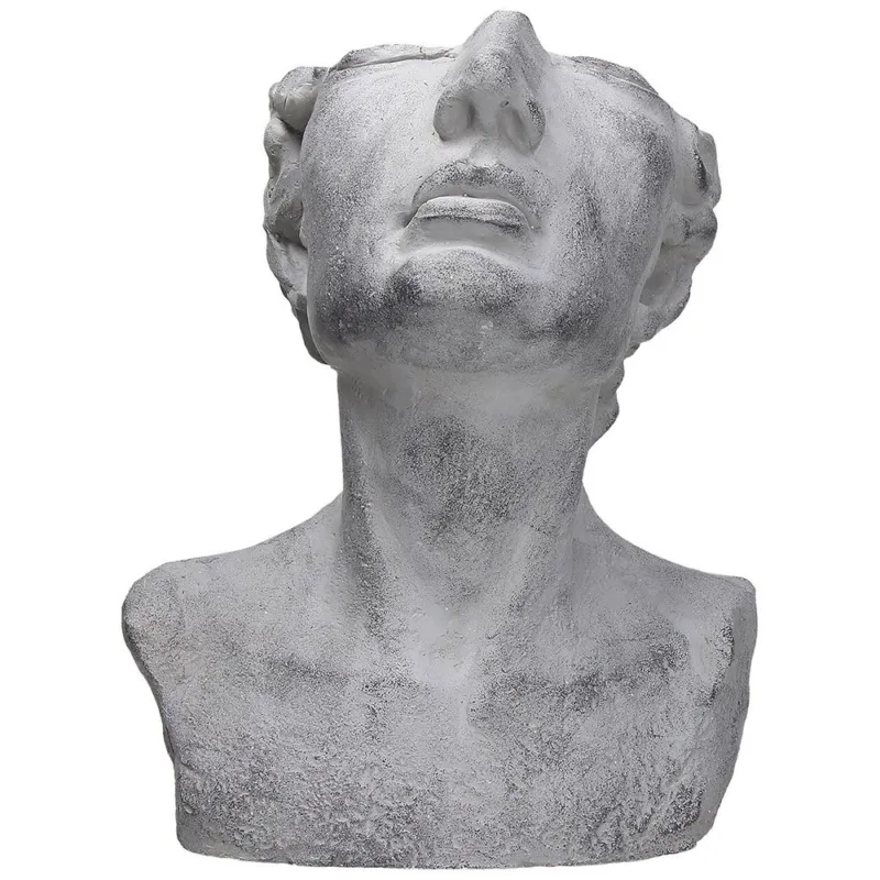 Esclusivo Cache pot busto uomo cm 41h Sculture Ossido di Magnesio Grigio