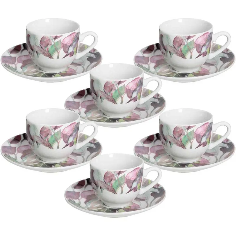 Confezione 6 tazze caffè con piatto Calypso Porcellana Bianco Promozione