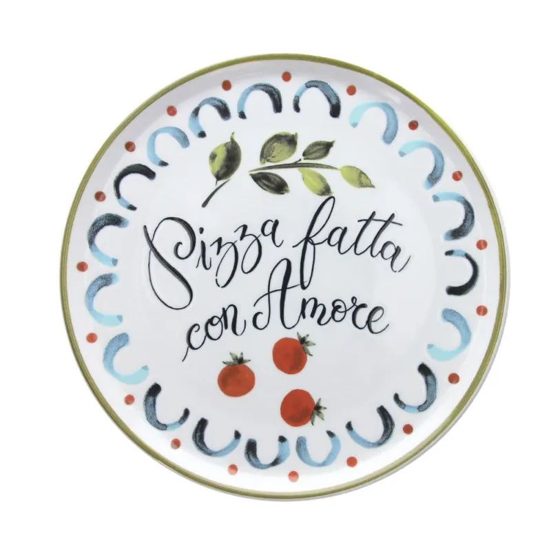 Compra Oggi Stesso Rotondo pizza cm 33 Amore pizza Porcellana Multicolor
