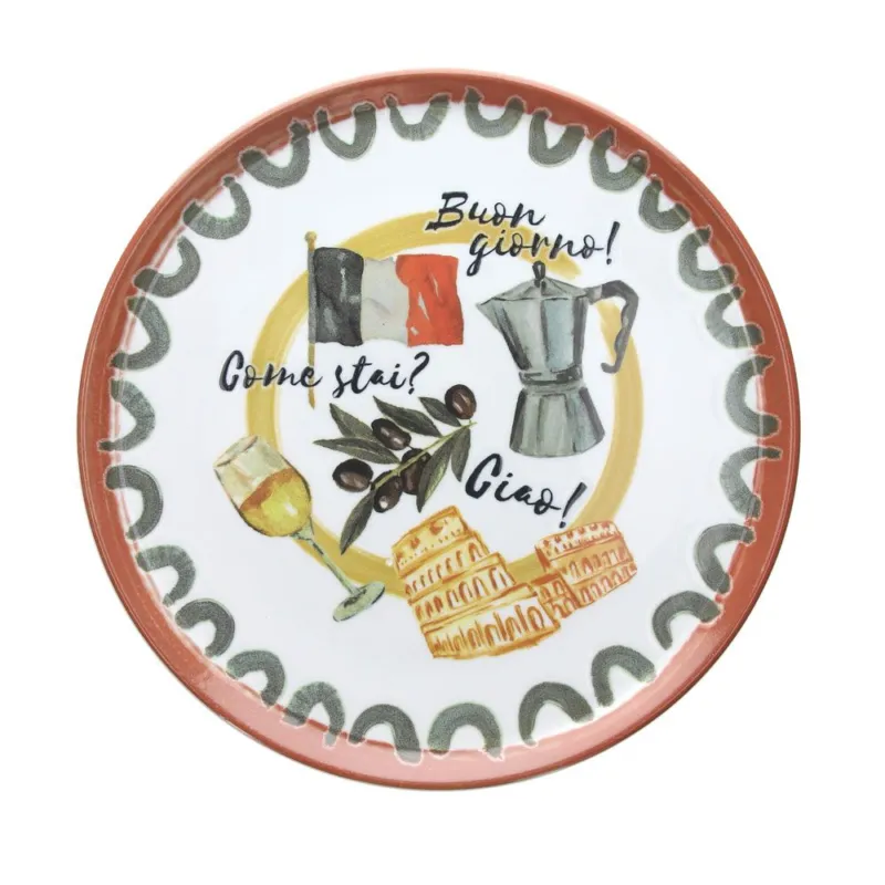 Rotondo pizza cm 33 Buongiorno pizza Porcellana Multicolor Compra Online