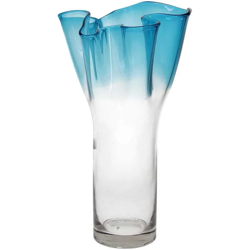 Promozione Esclusiva Vaso sfumato azzurro h.32 Bizarre Vetro Azzurro