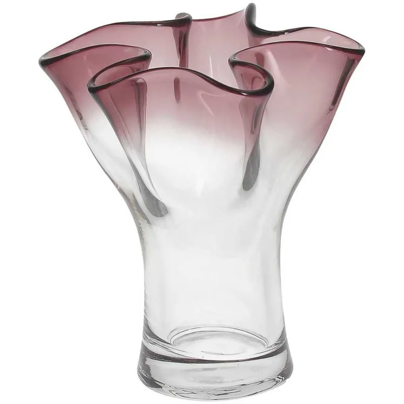 Vaso sfumato bordeaux h.27 Bizarre Vetro Rosso Occasione Imperdibile
