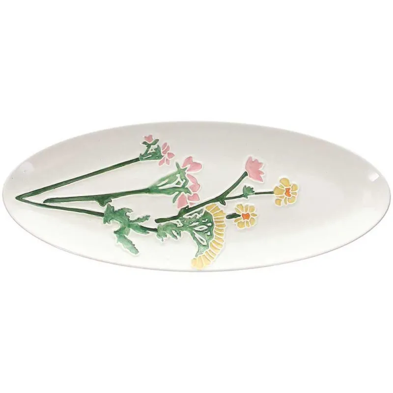 Piatto ovale decorativo cm 31 Garden Porcellana Bianco Di Tendenza