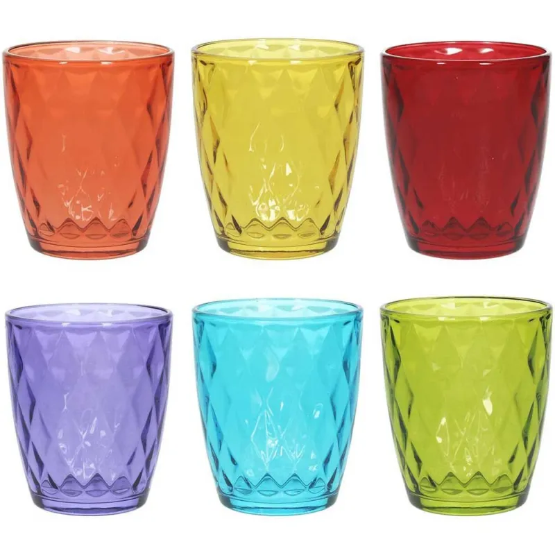 Confezione 6 bicchieri 330 cc Vetro Multicolor Miglior Prezzo