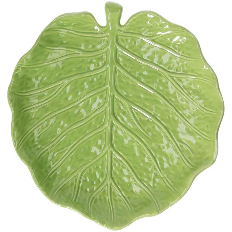Saldi Piatto piano foglia cm23x21x3 Lemon garden Stoneware Giallo