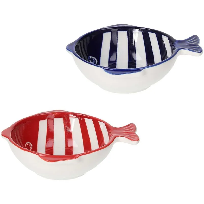 Popolare Ciotola grande pesce 15x13x4 Fish Stoneware Multicolor