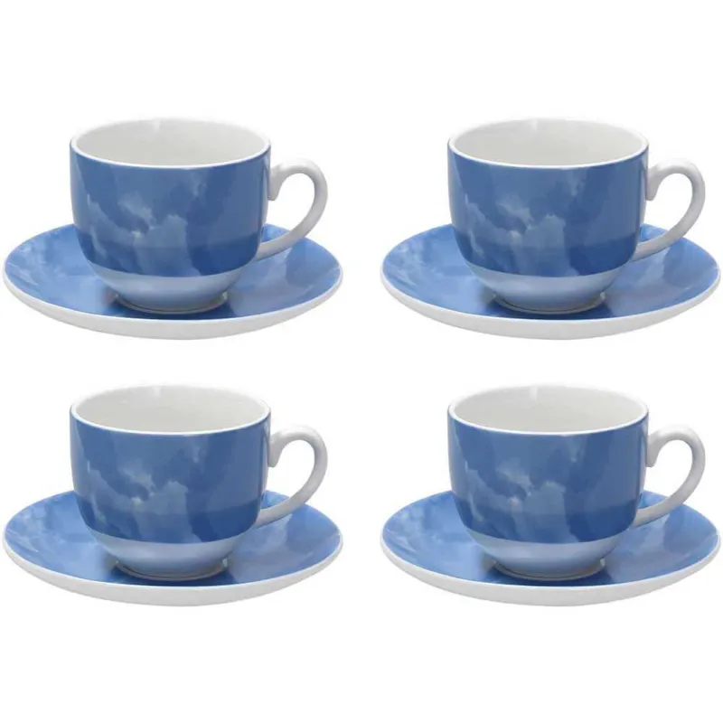 Miglior Prezzo Confezione 4 tazze cappuccino con piatto 250 cc Colorplay Porcellana Blu