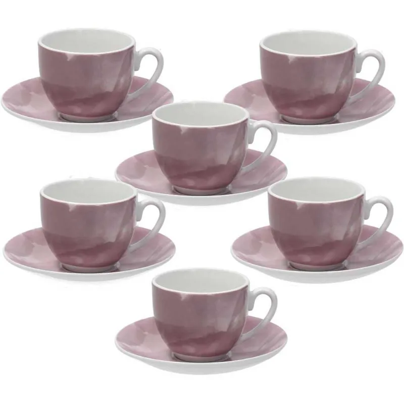 Confezione 6 tazze caffè con piatto 120 cc Colorplay Porcellana Rosa A Buon Prezzo