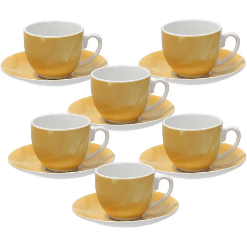Confezione 6 tazze caffè con piatto 120 cc Colorplay Porcellana Giallo Occasione