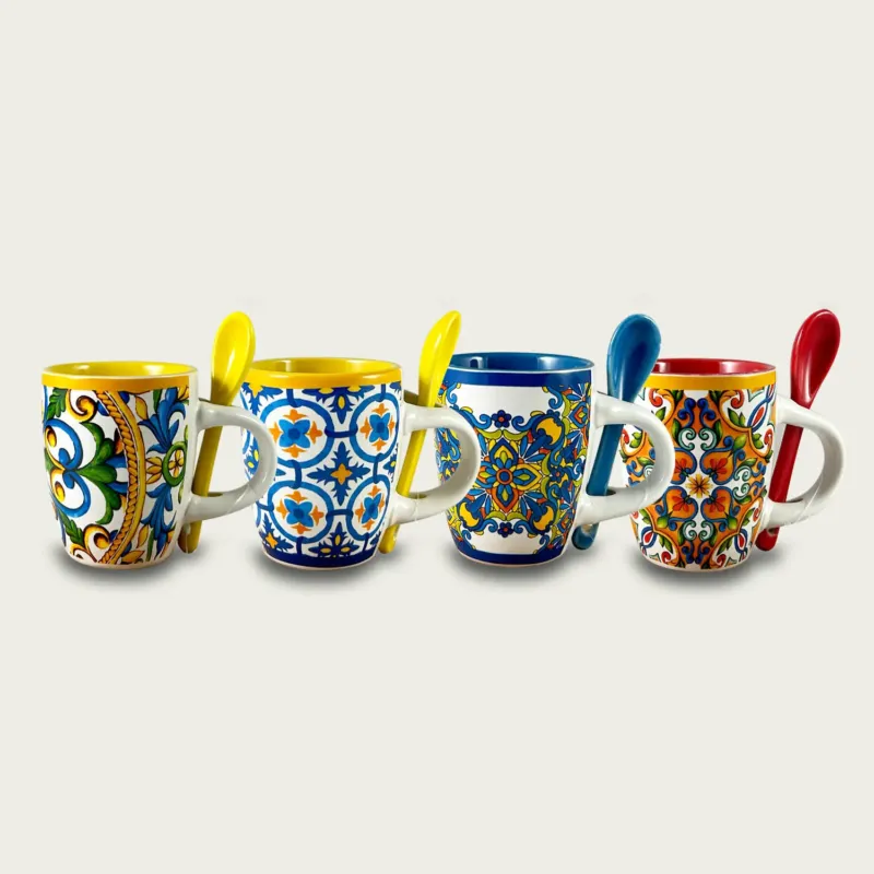 Set 4 Tazze Caffè Con Cucchiaino Armonia Italiana Offerta Speciale