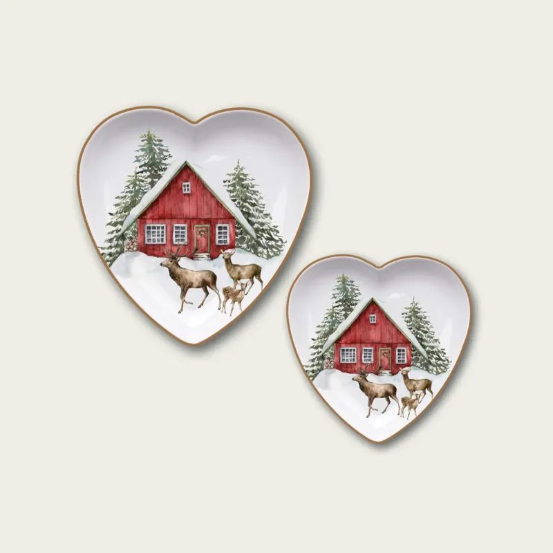 Piatto Cuore Renne In Porcellana Promo Stagionale