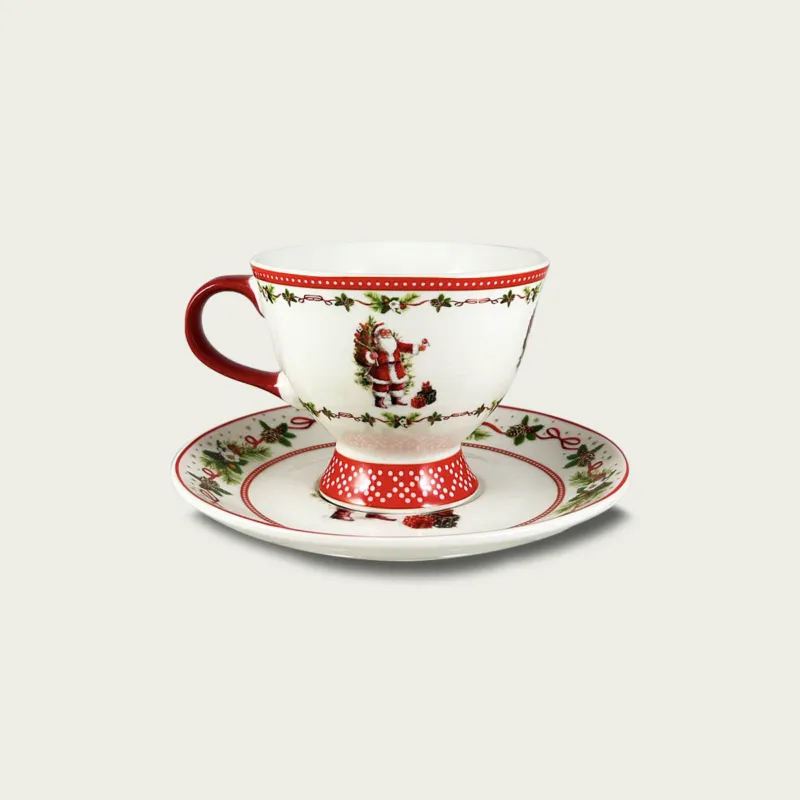 Tazza Santa Claus Con Piattino In Porcellana Prezzo Ridotto