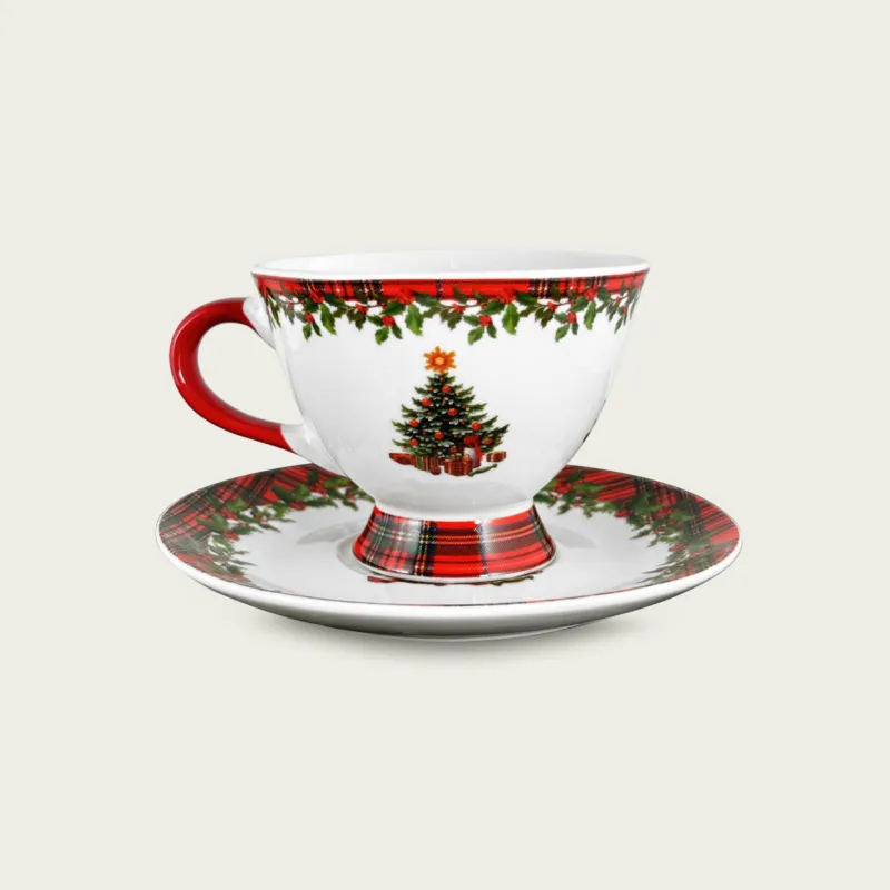 Soddisfatti O Rimborsati Tazza Scottish Tree Con Piattino In Porcellana
