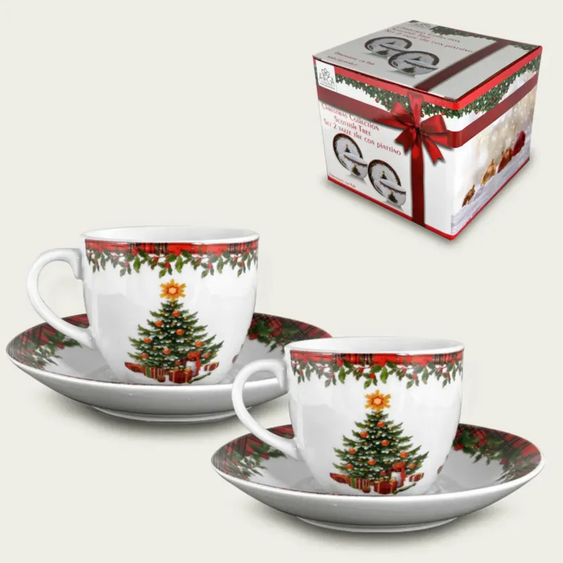 Set 2 Tazze Da The Scottish Tree Con Piattino Offerta Del Giorno