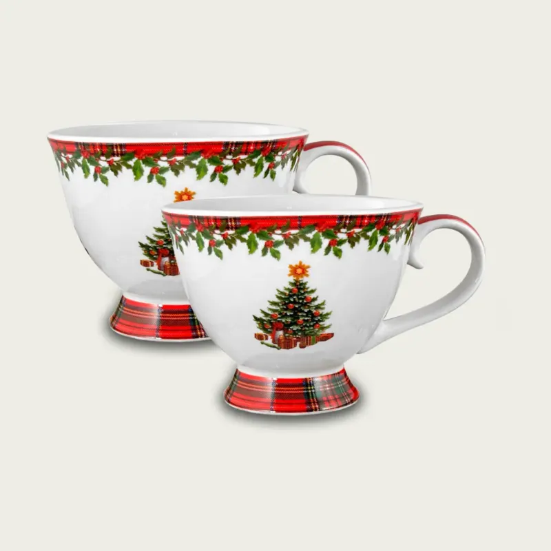Nuova Collezione Set 2 Mug Christmas Scottish Tree