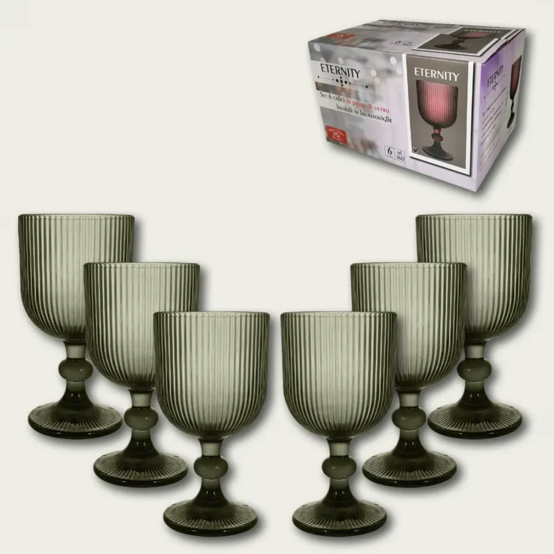 Set 6 Eternity In Vetro,set-6-calici-fumo Subito Disponibile