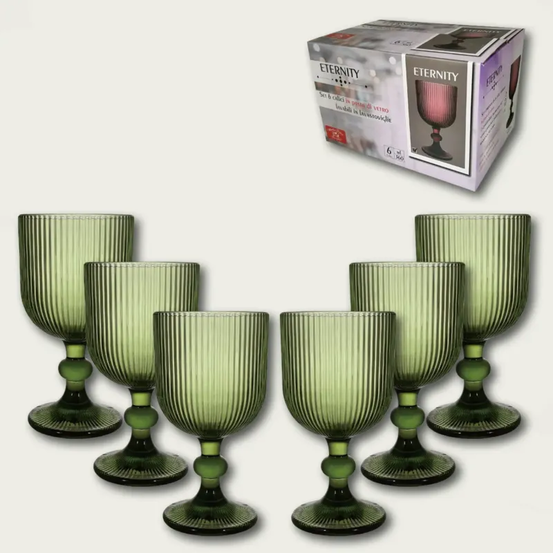 Offerta Set 6 Eternity In Vetro,set-6-calici-verde