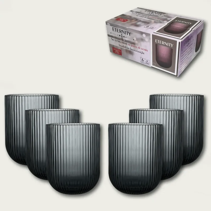 Set 6 Eternity In Vetro,set-6-tumbler-fumo Popolare