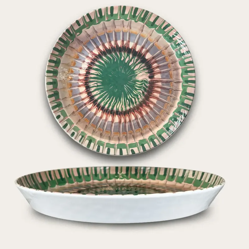 Nuova Collezione Piatto Rotondo Bordato In Melamina Raggio Verde