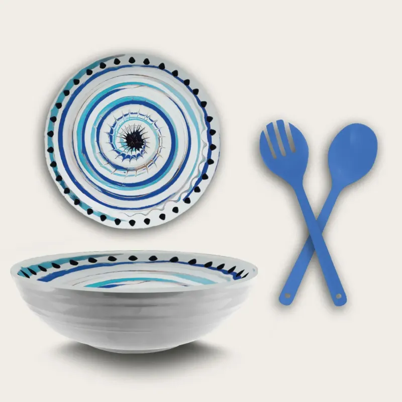 Insalatiera Melamina Con Posate Spirale Blu Compra Online