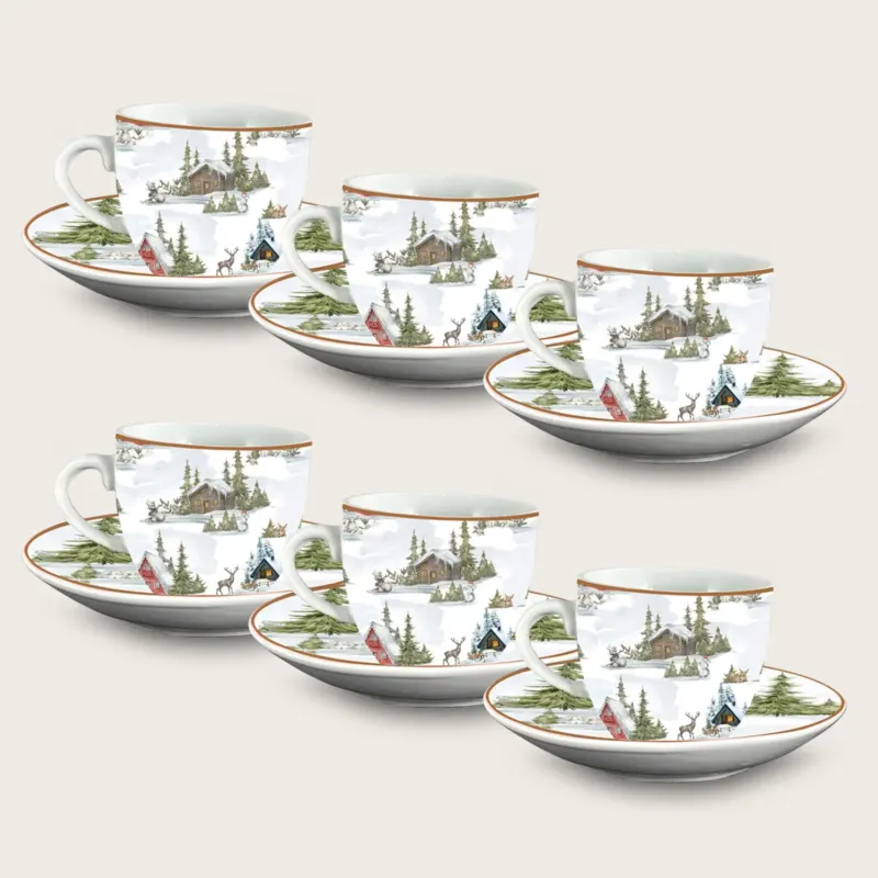 Compra Adesso Set 6 Tazze Da Caffè Christmas Land Con Piattino