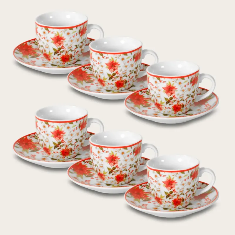 Occasione Imperdibile Set 6 Tazze Da Caffè Vischio Con Piattino