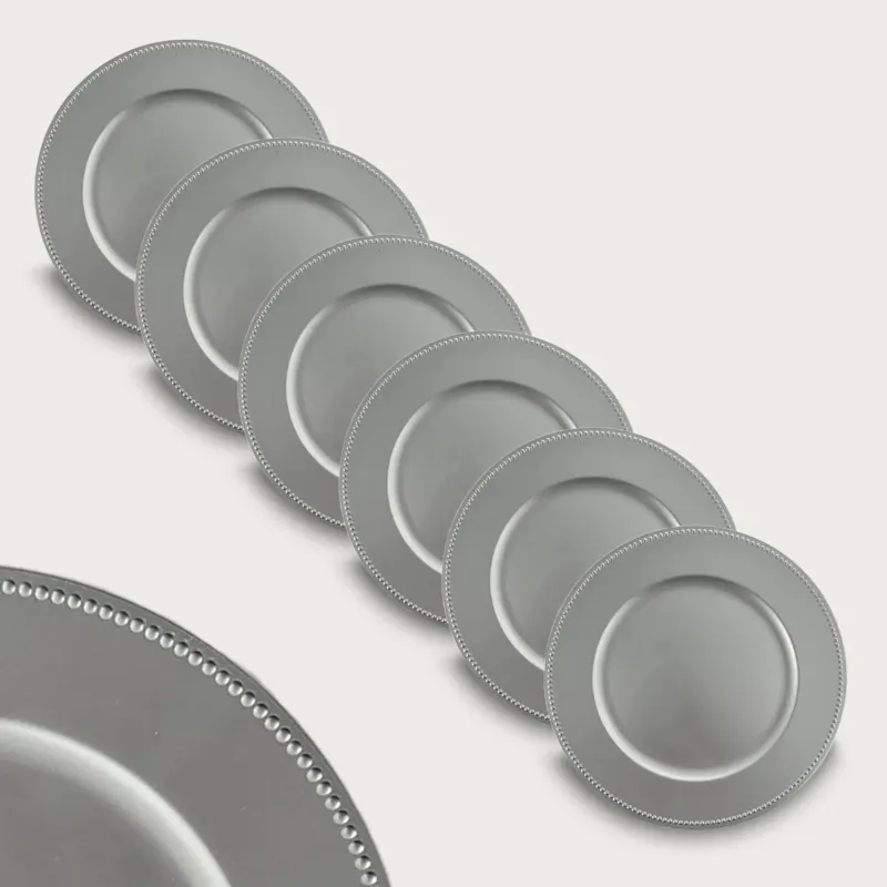 Di Tendenza Set 6 sottopiatti Tondo Dotted In Plastica,argento