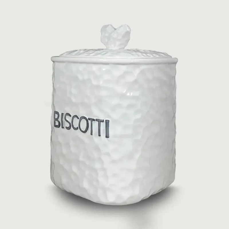Biscottiera Marble In Ceramica,bianco Nuovo Arrivo