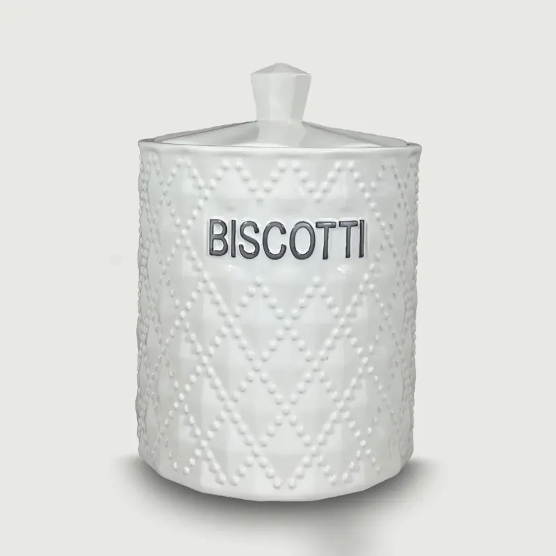 Biscottiera Fine In Ceramica,bianco Esclusivo