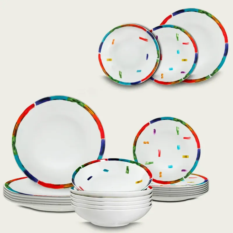 Set 18 Piatti Arcobaleno In Porcellana Soddisfatti O Rimborsati