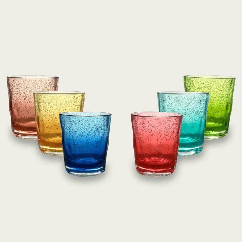 Set 6 Tumbler Crystal Bubbles In Plastica Acrilica Consegna Rapida