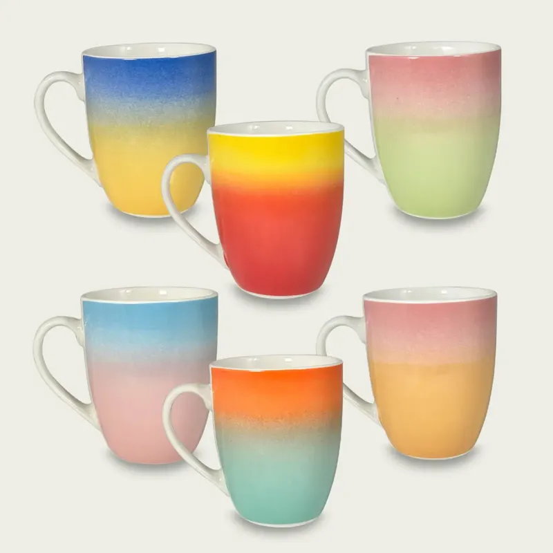 Set 6 Tazze Mug Tavola A Colori In Porcellana Prezzo Conveniente