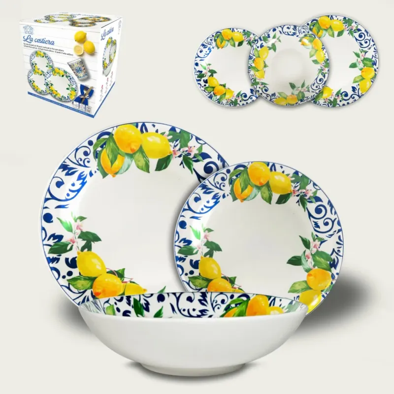 Set 18 Piatti La Costiera Limoni In Porcellana Offerta Speciale