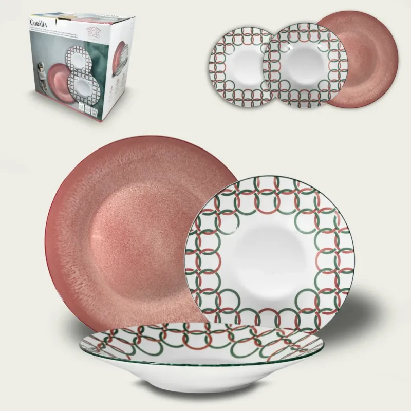 Ultime Pezzi Set 18 Piatti Coralia In Porcellana