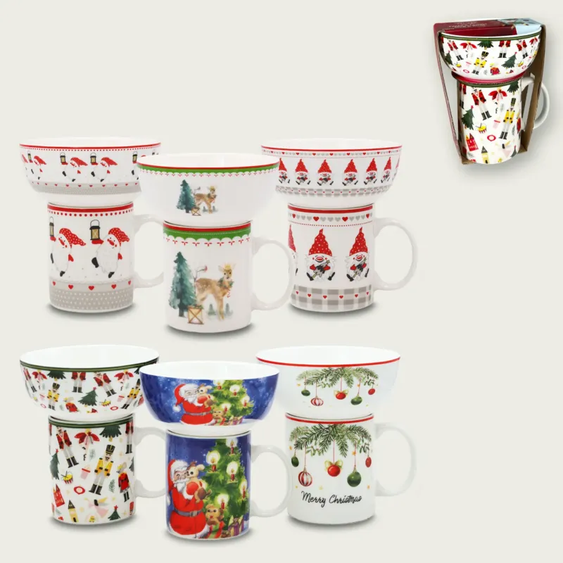 Set Tazza E Ciotola Decori Assortiti In Porcellana Subito Disponibile