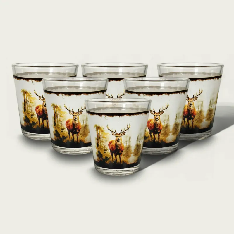 Set 6 Bicchieri Natalizi Cervo Wapiti In Vetro 30 Cl Direttamente Dal Produttore