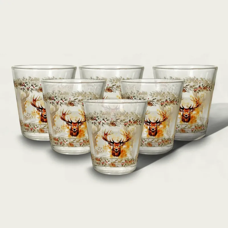 Offerta Speciale Set 6 Bicchieri Natalizi Cervo David In Vetro 30 Cl