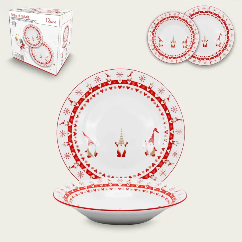 Set 12 Piatti Gnomi In Porcellana Super Prezzo