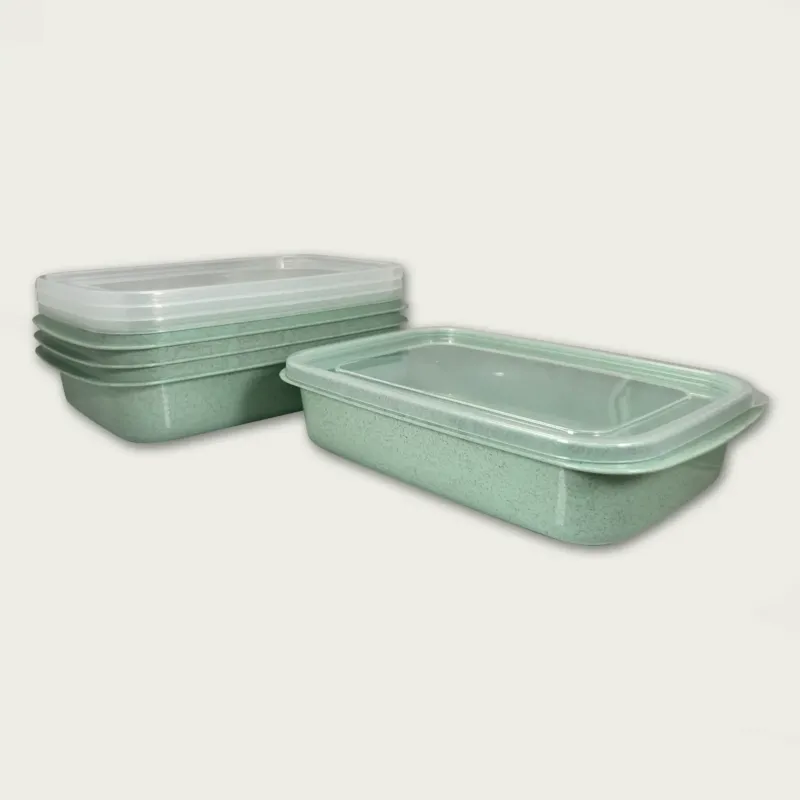 Prezzo Ridotto Set 4 Contenitori Rettangolari Fresco Box Neutre In Plastica,verde-acqua
