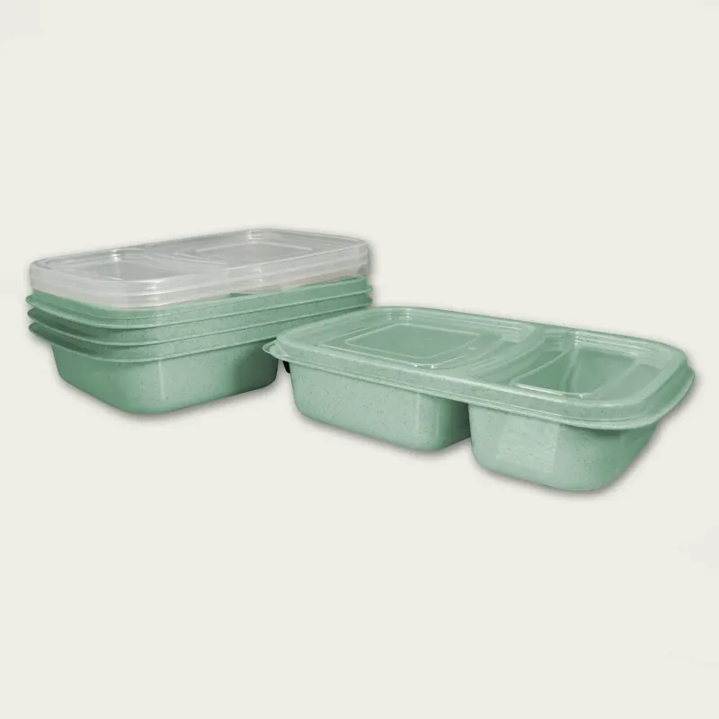 Set 4 Contenitori Doppio Scompartimento Fresco Box Neutre In Plastica,verde-acqua Esclusivo