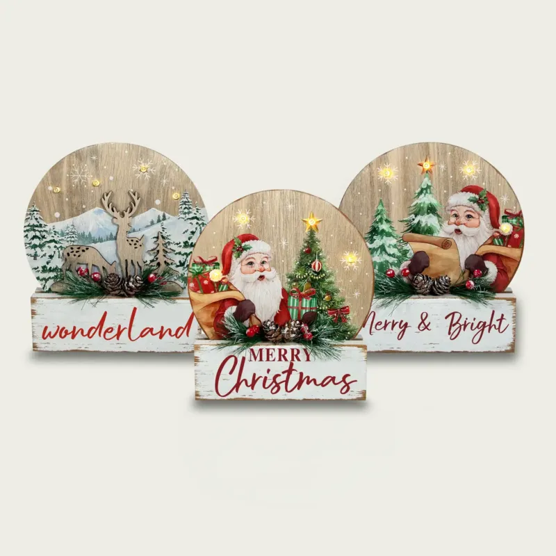 Novità Decorazione Christmas Time In Legno Con Led