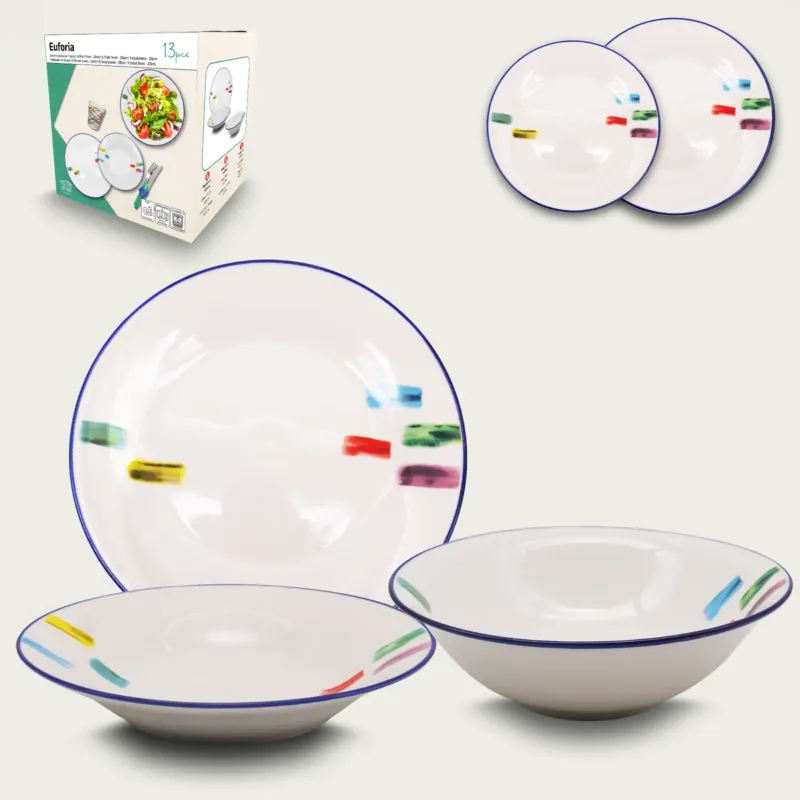 A Buon Prezzo Set 12 Piatti Euforia E Ciotola Ø 23 Cm In Porcellana