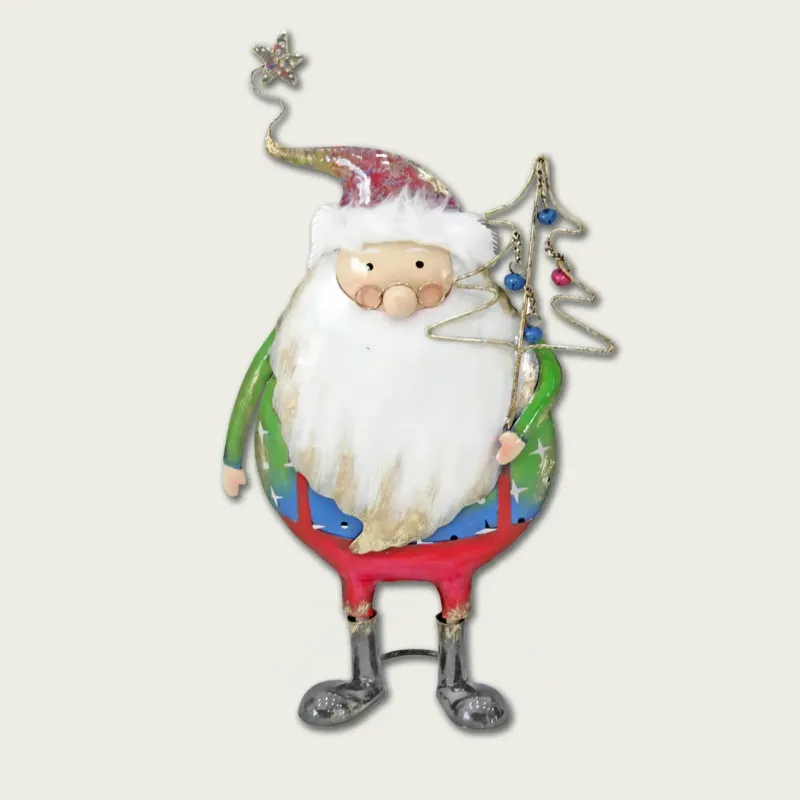 Decorazione Santa Claus Con Albero 50 Cm In Metallo Di Tendenza