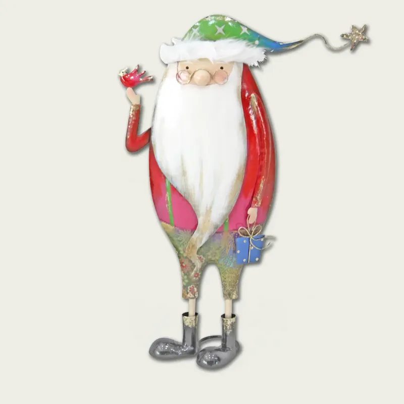 Decorazione Santa Claus Con Regalo 51 Cm In Metallo Soddisfatti O Rimborsati