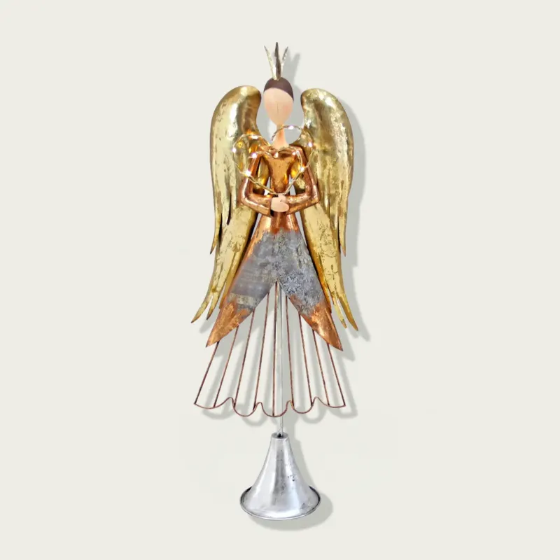 Decorazione Angelo Cuore 70 Cm In Metallo Con Led Prezzo Conveniente