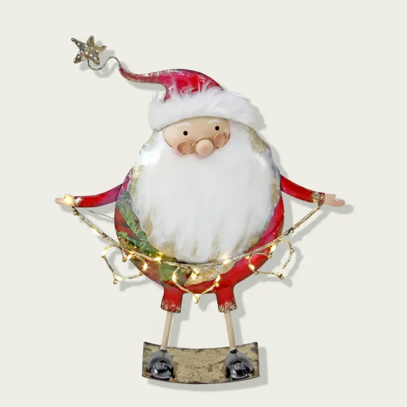 Prezzo Basso Decorazione Santa Claus Con Cuori 35 Cm In Metallo Con Led